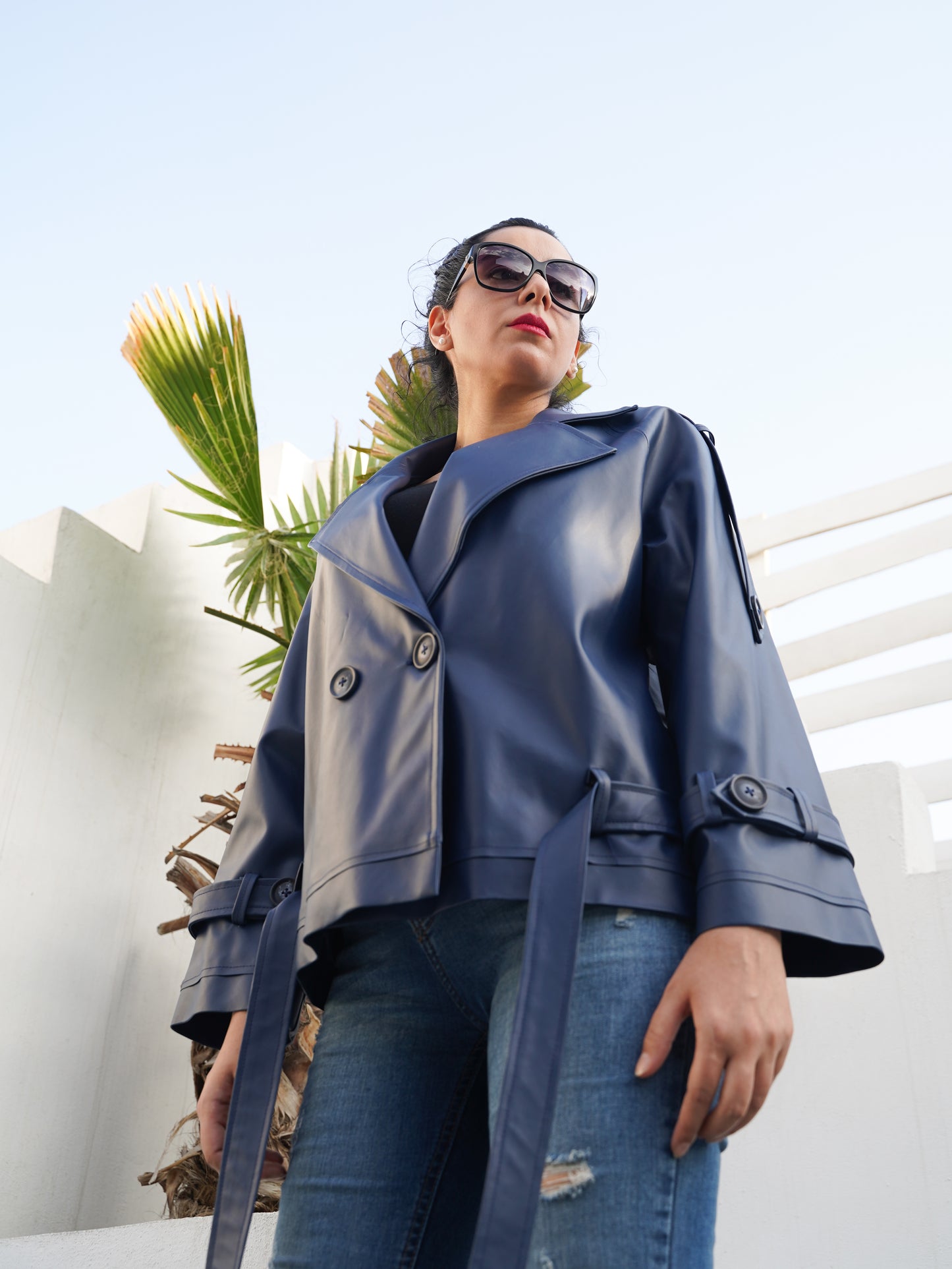 Dimension Navy Faux Leather Jacket